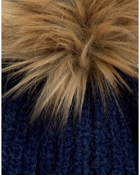 Whistles Faux Pom Beanie In Navy