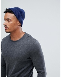 ASOS DESIGN Fisherman Beanie In Navy Recycled Polyester