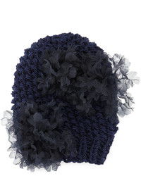 Gigi Burris Bloom Knit Beanie Hat With Organza Flowers