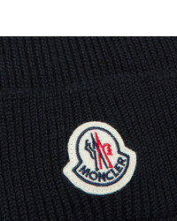 Moncler Logo Appliqud Ribbed Wool Beanie