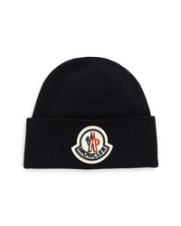 Moncler Logo Patch Wool Beanie In Navy At Nordstrom