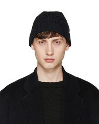 Lemaire Navy Ribbed Beanie