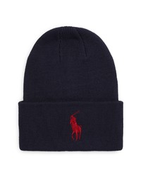 Polo Ralph Lauren Polo Big Pony Cuff Beanie In Navy At Nordstrom