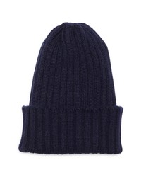 Thom Sweeney Rib Cashmere Beanie In Navy At Nordstrom