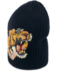 Gucci Wool Beanie Hat Wtiger Patch Navy