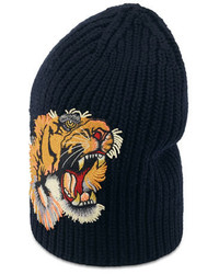 Gucci Wool Beanie Hat Wtiger Patch Navy