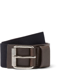 Dries Van Noten 4cm Navy Leather Trimmed Elasticated Belt