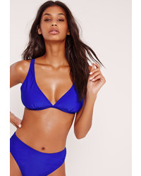 Missguided Cobalt Blue Sporty Triangle Bikini Top Mix Match