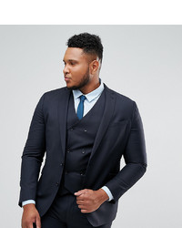 ASOS DESIGN Asos Plus Slim Suit Jacket In Navy 100% Wool