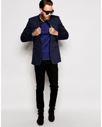 Asos Skinny Blazer In Jersey With Mandarin Collar