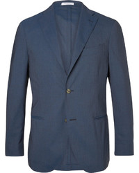 Boglioli Blue Slim Fit Stretch Wool Suit Jacket