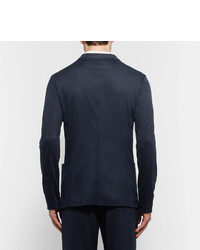 Giorgio Armani Blue Slim Fit Unstructured Jersey Blazer