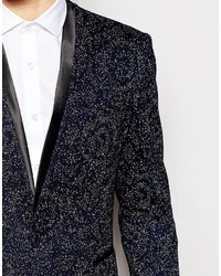 Asos Brand Skinny Patterend Blazer With Satin Shawl