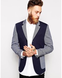 Asos Brand Slim Fit Blazer In Color Block Jersey