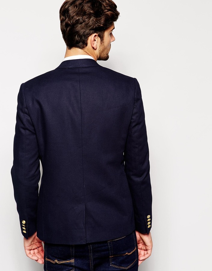 Asos Brand Slim Fit Blazer With Gold Buttons 112 Asos Lookastic 6714