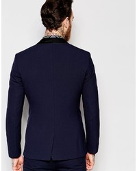 Asos Brand Super Skinny Tuxedo Suit Jacket In Navy