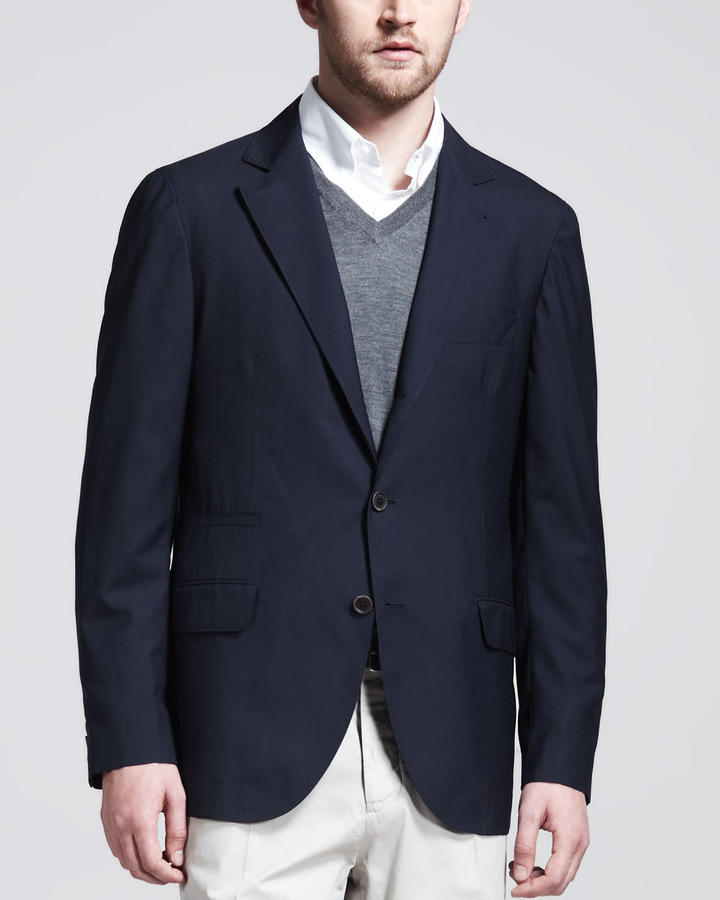 Brunello Cucinelli Deconstructed Travel Jacket Navy | Where to buy ...