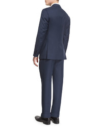 Armani Collezioni G Line Solid Two Piece Wool Suit Navy