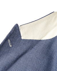 Rugger Navy Checked Linen And Cotton Blend Blazer by Gant