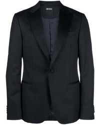 Zegna Logo Patch Single Breasted Blazer