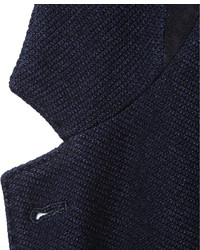 Navy Unstructured Suede Trimmed Silk And Cashmere Blend Blazer by Loro Piana