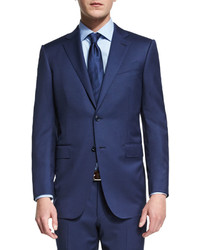 Ermenegildo Zegna Milano Micro Check Two Piece Wool Suit Blue