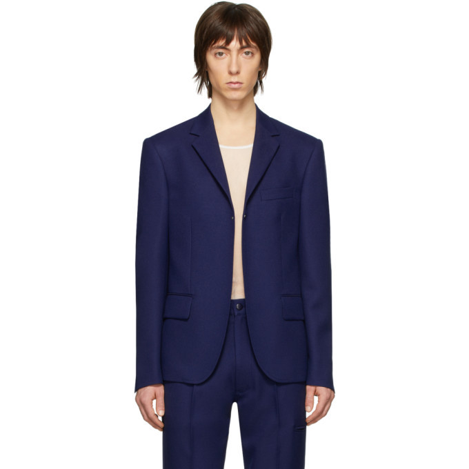 Random Identities Navy Buttonless Blazer, $129 | SSENSE | Lookastic.com