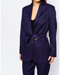 Asos Petite Premium Longline Suit Blazer With Belt