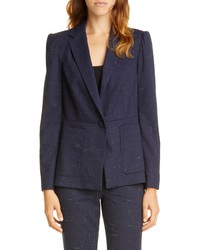 Tailored by Rebecca Taylor Puff Sleeve Crosshatched Wool Blend Jacket