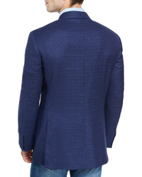 Canali Sienna Contemporary Fit Textured Sport Coat Navy