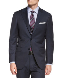Canali Sienna Contemporary Fit Tonal Stripe Two Piece Wool Suit Navy