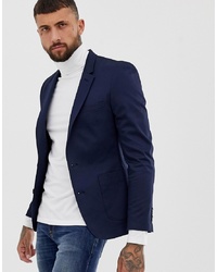 ASOS DESIGN Skinny Blazer In Navy Cotton
