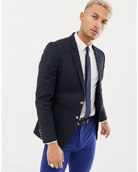 ASOS DESIGN Skinny Blazer In Navy With Gold Buttons
