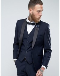 French Connection Slim Fit Navy Shawl Collar Tuxedo Jacket