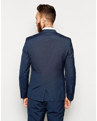 Asos Slim Fit Suit Jacket In Blue Pindot
