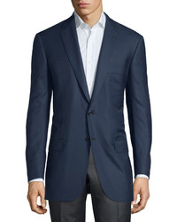 Brioni Solid Wool Two Button Jacket Blue