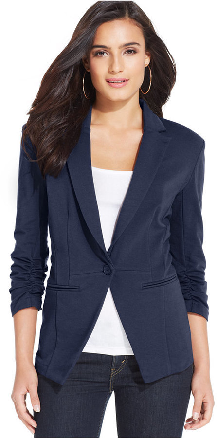 Macy's navy blue women's on sale blazer