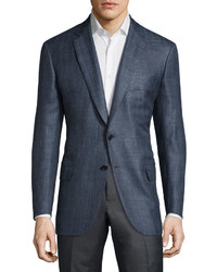 Brioni Two Button Patterned Jacket Blue Anthracite