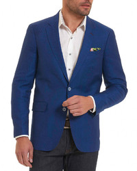 Robert Graham Woven Wool Blend Sport Coat Blue