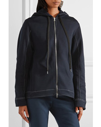 Marni Oversized Cotton Blend Jersey Hooded Top Midnight Blue