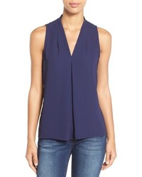 Vince Camuto Pleat Front V Neck Top