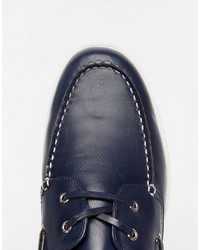 Asos Brand Boat Shoes In Navy With White Sole