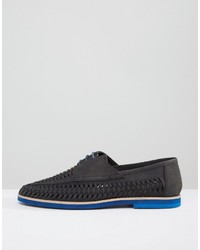 Frank Wright Woven Boat Shoes In Navy