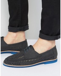 Frank Wright Woven Boat Shoes In Navy