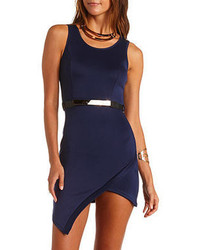 Charlotte Russe Bar Belted Asymmetrical Bodycon Dress