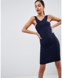 Outrageous Fortune Cross Front Detail Bodycon Dress In Navy