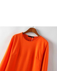 Half Sleeve Hollow Bodycon Orange Dress