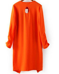 Half Sleeve Hollow Bodycon Orange Dress