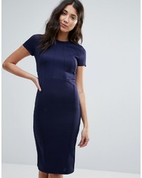 Club L Office Pleated Detailed Front Midi Bodycon Dress