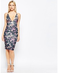 Oh My Love Plunge Front Midi Body Conscious Dress